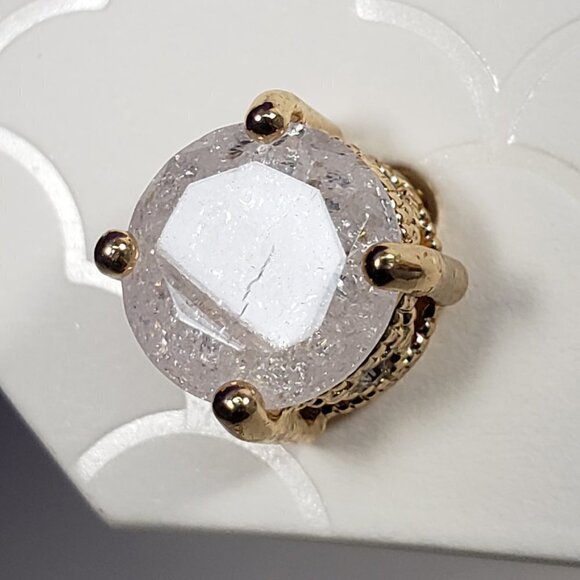 Altar'd State Polished Textured Gold Tone White Crystal Stud Earrings - Picture 3 of 7